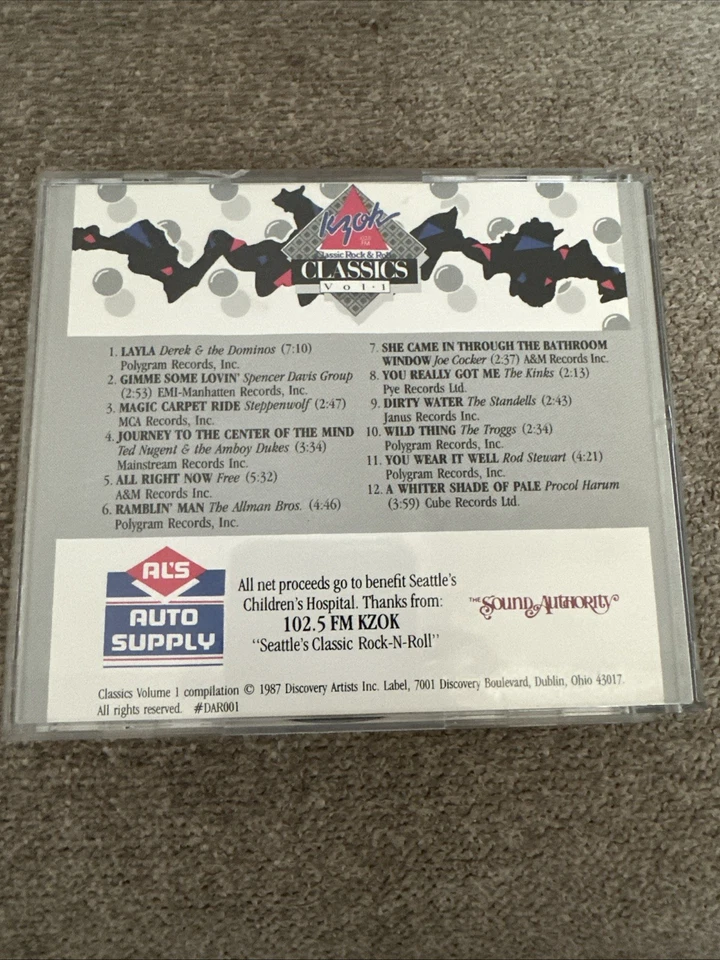 KZOK 102.5 FM Classic Rock & Roll Classics Vol. 1 CD 1987 Radio Promo Excellent Foto 2 de 4