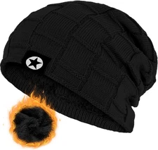 Winter Knit Warm Hat Thick Soft Stretch Slouchy Beanie Skully Cap for Men and Wo