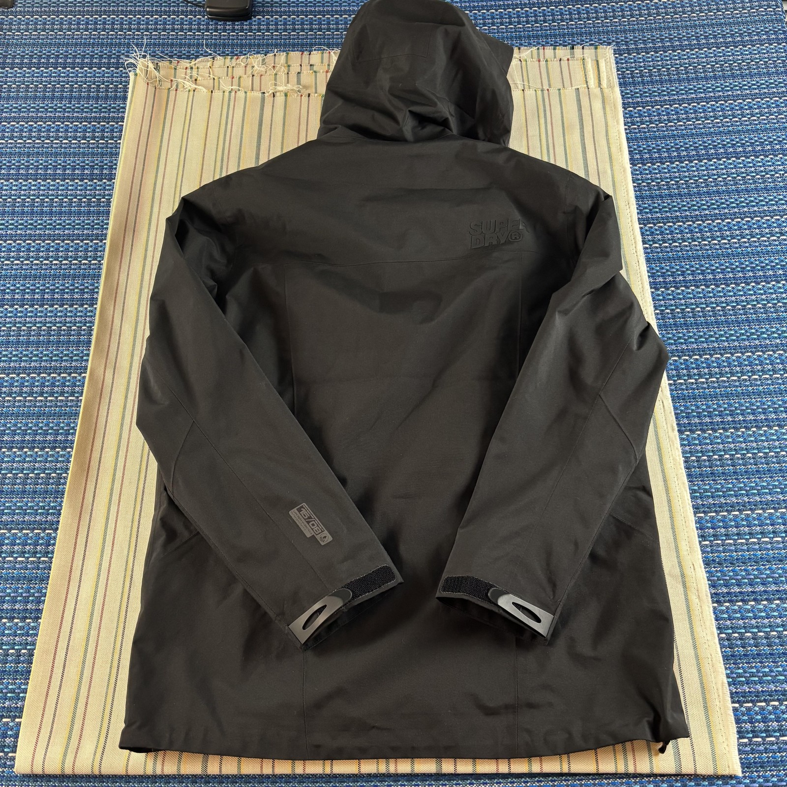 Superdry Hydrotech Waterproof Jacket Mens Large Black Hooded Technical Outdoor