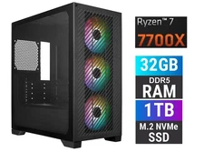 AMD Ryzen 7 7700X, 32GB DDR5, 1TB NVME SSD, Windows 11, RTX Ready Custom PC