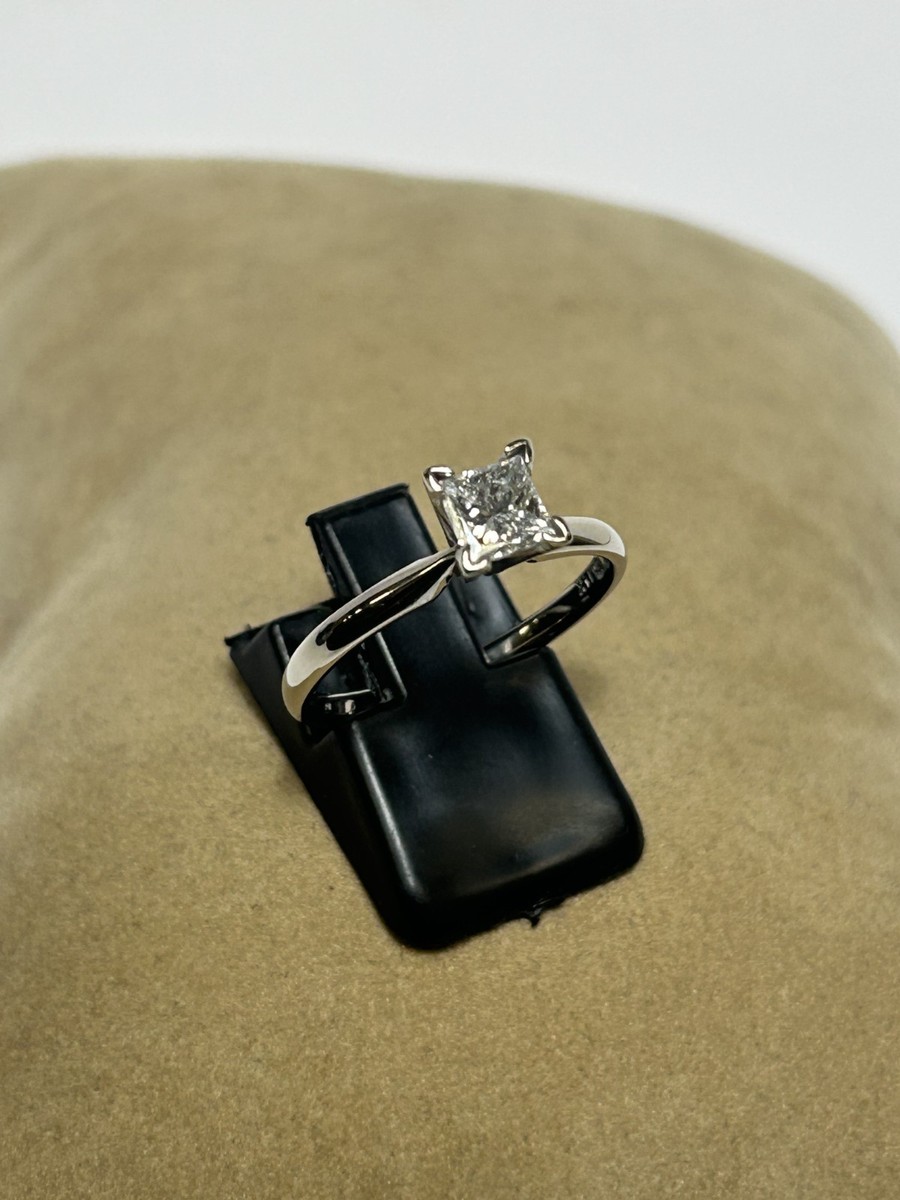 ZP 14K WHITE GOLD 1/2 CT PRINCESS DIAMOND SOLITAIRE ENGAGEMENT