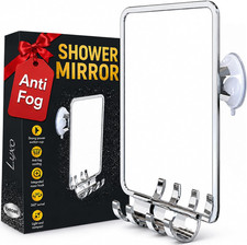 Fogless Shower Mirror with Suction Cup Razor Holder - Shatterproof Chrome