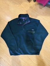 Vintage Patagonia Synchilla Sweater Mens Large Green Fleece Pullover Snap-T