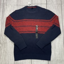 Banana Republic Knit Sweater Mens Navy/Red Long Sleeve Crew Neck Cotton NWT
