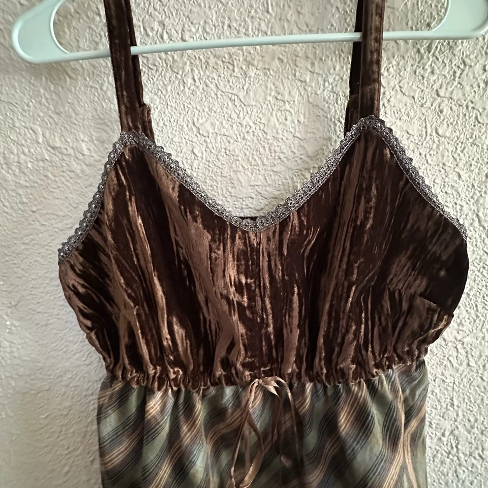 Y2k Babydoll Cami бак коричневый размер 4 бархата кружева темно фея прихоти Fairygoth - Изображение 4 из 4