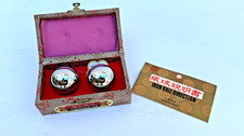 2x Baoding Balls Chinese Health Exercise Stress Relief Therapy Chrome Plus Case