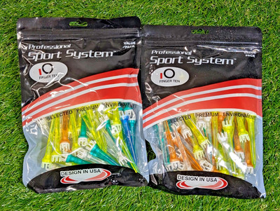 **NEW** 2 Pack Finger Ten Professional Sports System Golf Tees (Value Packs)