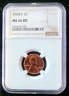 1954-S LINCOLN WHEAT CENT ~ NGC MS 66 RD ~BEAUTIFUL COIN~