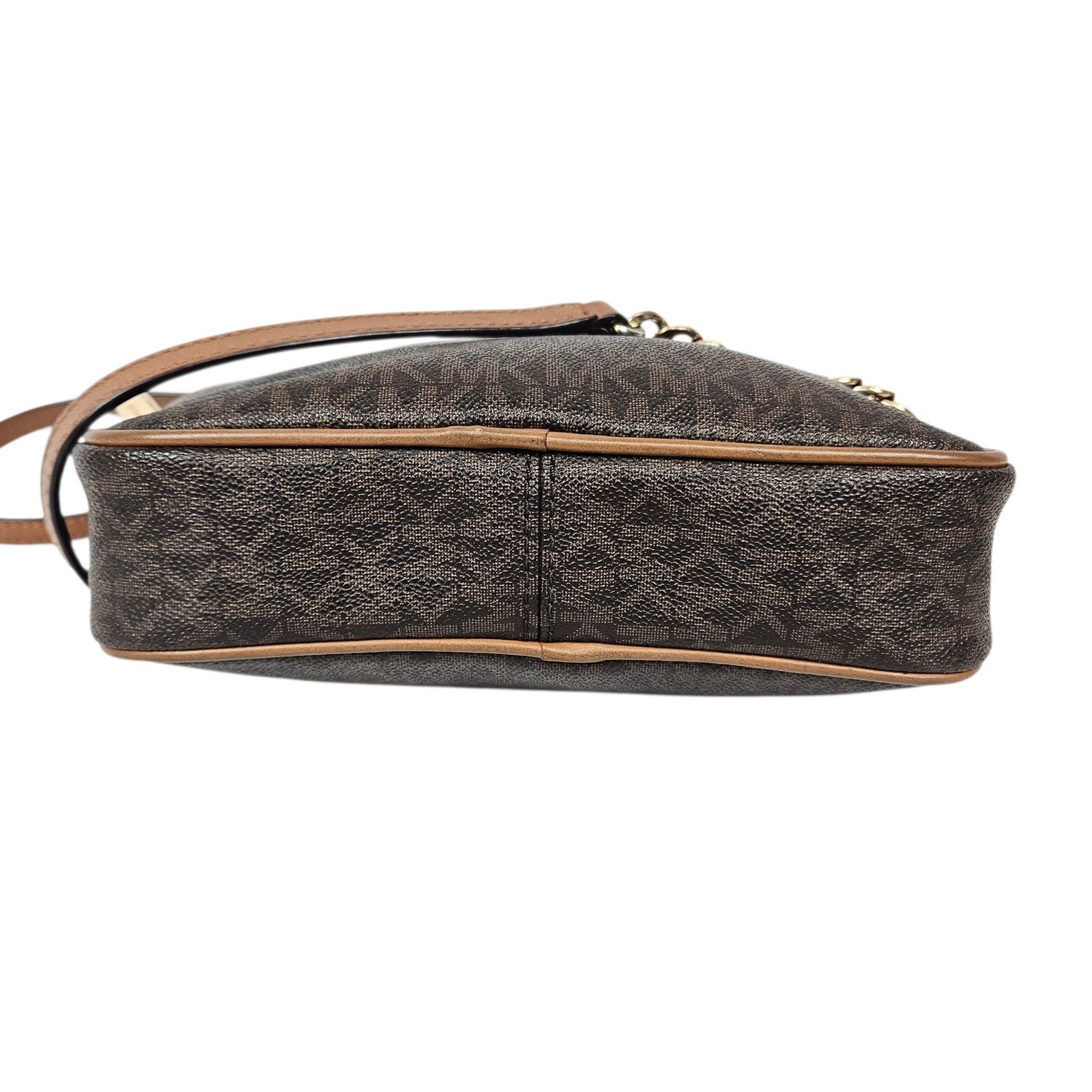 Michael Kors Jet Set Signature Monogram Chain Strap Crossbody Bag Brown thumbnail 7