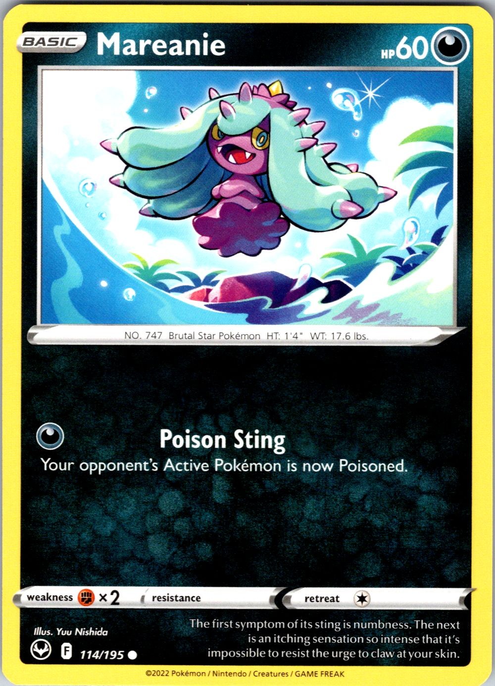 MAREANIE 114/195 COMMON SILVER TEMPEST POKEMON NEAR MINT