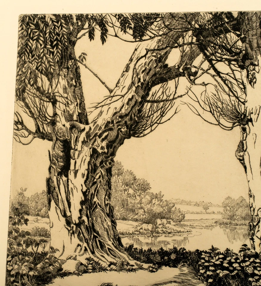 Grabado original, Walter R. Locke (1883-1949) a lo largo de la castora, Nueva York Foto 3 de 4