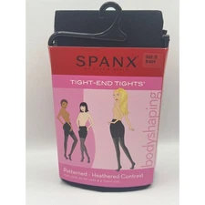 Spanx Tight-End Tights Patterned Heathered Contrast Bodyshaping BLKGR Sz D NEW