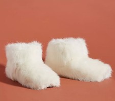 UGG Amary White Faux Fur Slippers Ankle Moccasin Bootie Women Size 7 7.5
