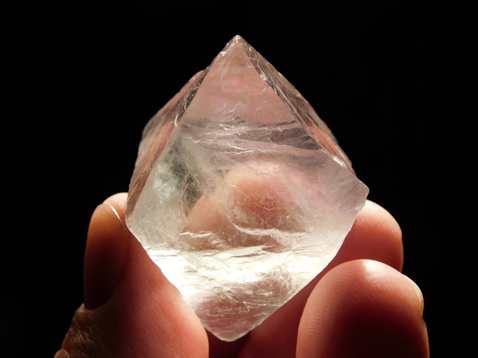 Large Semi-Translucent Fluorescent Fluorite Octahedron Crystal 57.1g