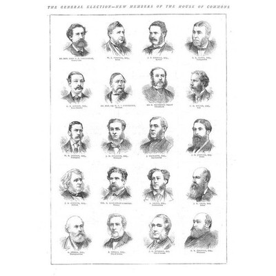 GENERAL WAHL Neue Mitglieder im Unterhaus - Antiker Druck 1874