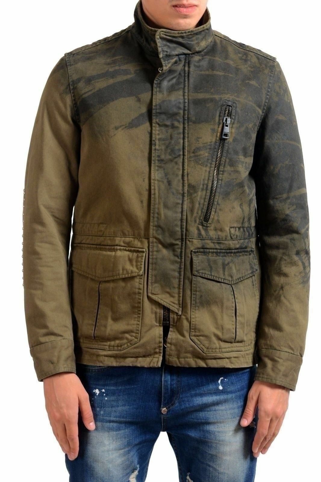 Мужская зеленая потертая куртка Just Cavalli со съемной подкладкой US S IT 48 41090₽