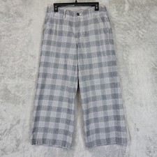 American Eagle Outfitters Pants Womens 8 Gray Plaid High-Rise Baggy Wide Leg
