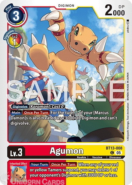 BT13-008 Agumon : Common Foil : AD01: Advanced Booster Digimon Generation