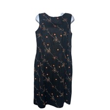 Vtg Lapis Anthropolgie Sz 10 Embroidered Dress Sleeveless Linen Blend Lined 90s