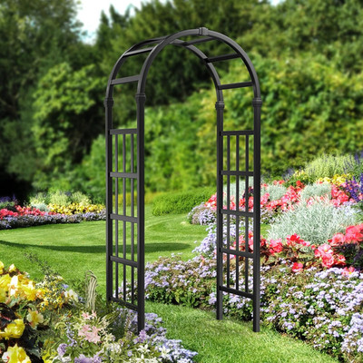 VINGLI Vinyl Garden Arbor, PVC Wedding Arch for Ceremony Party, Garden Trellis f