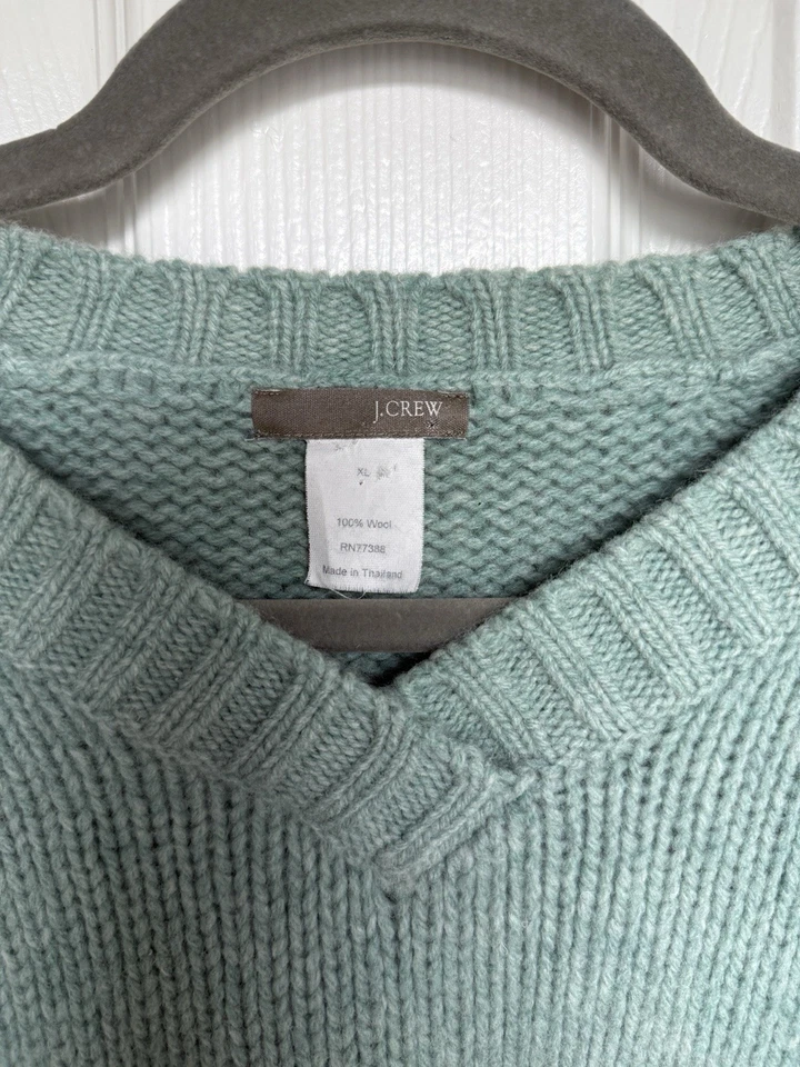 Blusa cropped J.CREW 100% lã verde sálvia malha inverno manga longa tamanho XL - Imagem 2 de 4