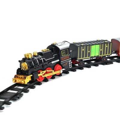 Electric Train Set Steam Locomotive Toy Classic Railway Track Lights Sound