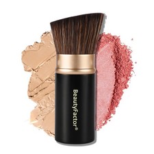 Retractable Kabuki Makeup Brush, Angled Top Travel Black
