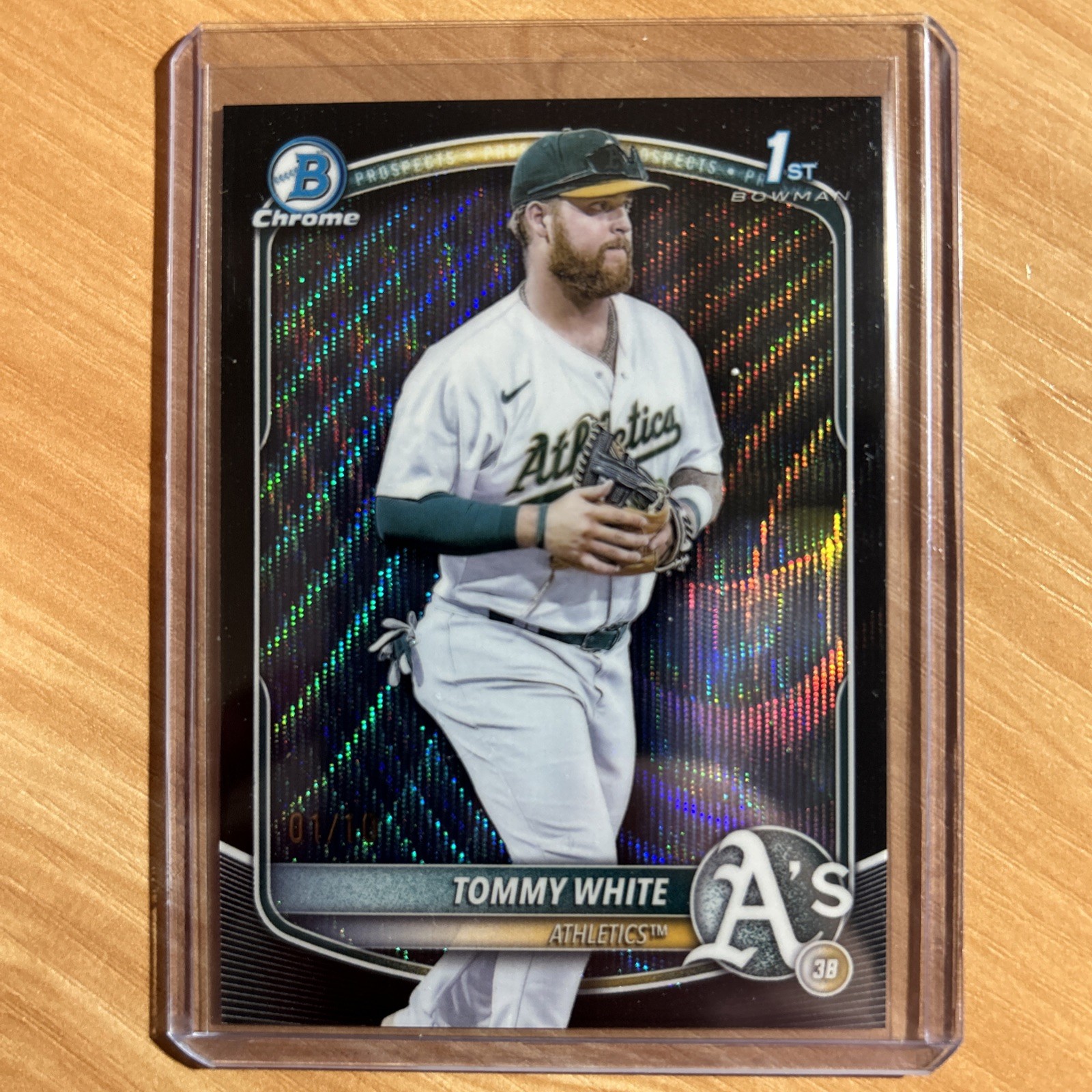 2025 Bowman Chrome 1st Tommy White Black Wave 1/10 Athletics First on Print
