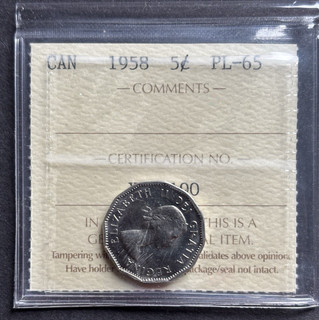 1958 Canada 5 Cents ICCS PL65