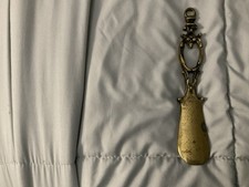 Vintage European Style Solid Brass Wall Hanging Shoe Horn Mid Century 7" 1950  s
