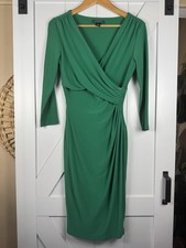 Lauren Ralph Lauren Green Wrap Dress Women’s 6 Long Sleeve Knee Length