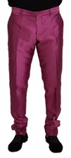 Dolce & Gabbana Pink Silk Slim Trousers Dress Formal Men's Pants Authentic