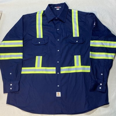 BOCOMAL FR Shirts High Visibility Button Down 7.5oz ANSI/ISEA Type O Sz 3XL LONG