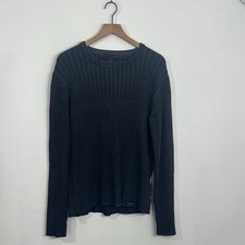 Calvin Klein Jeans Gray Pullover Ribbed Long Sleeve Sweater Classic Preppy Sz L