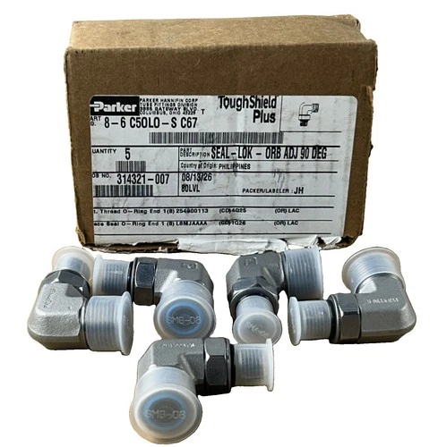 5PCS Parker ToughShield Plus 8-6 C50L0-S C67 Seal-Lok ORB ADJ 90 Deg