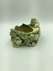 vtg mccoy ceramic birds~nest planter ~5"x 3.5" green/white elab design & EXC...