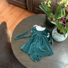 NWT Edgehill Collection Green Short Sleeve Velvet 2-Piece Dress 6M