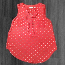 New York & Co Chemisier sans Manches Rouge à Pois Blancs Femme Taille Petite 