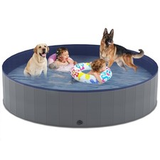 72"x12" Foldable Hard Plastic Dog Pool Collapsible Pet Swimming Tub