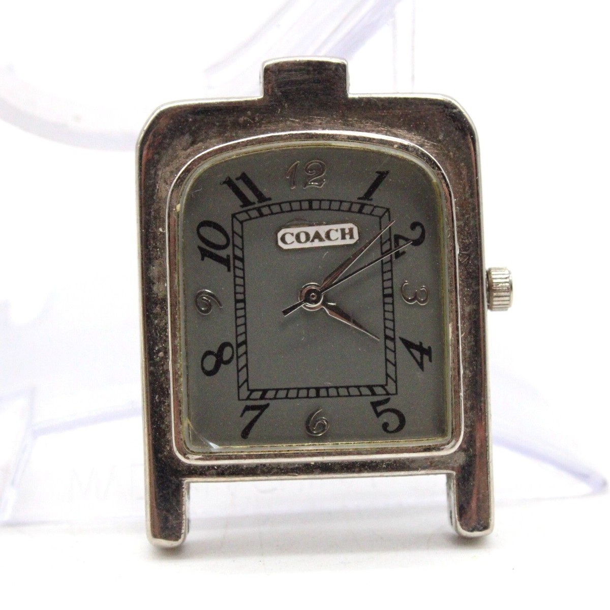 Vintage Coach Black Leather Strap Watch with Silver Dial Vintage Coach Horseshoe W522 SS. Keep time in style. This  main image 3