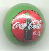 1 Coca Cola Circle 5¢ Green Glass Advertising Marble