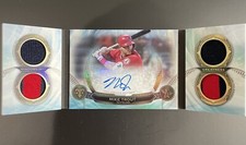 2019 Topps Triple Threads Windows into Greatness Mike Trout Quad Relic Auto 4/5