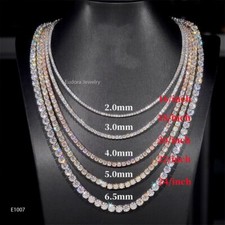 Tennis Necklace 925 Sterling Silver - Diamond - Free Shipping