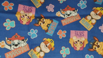 Half a yard Paw Patrol Name Plate fabric 100% COTTON  