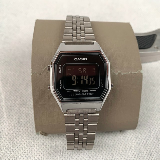 casio silver digital watch women's