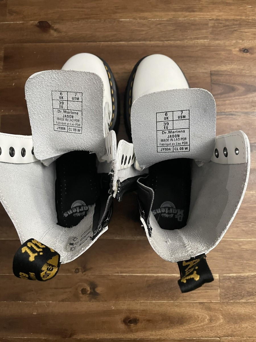 Dr Martens Jadon Platform Boots White 8-Eye Size 8 W Size 7 M Side