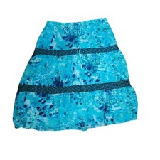 Sag Harbor Skirt Womens Size 16 Blue Watercolor Chiffon Beachy Boho Flowy Airy