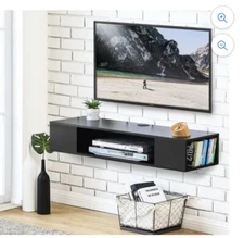 Wall Mounted Media Console Floating TV Stand Component Shelf Black DS210003WB