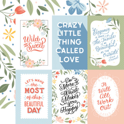 2 Sheets Echo Park Paper SALUTATIONS No.1 12x12 Cardstock - 4x6 JOURNALING CARDS