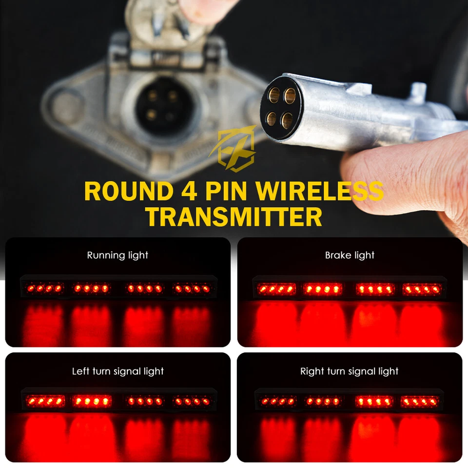 Barra de luz LED inalámbrica Xprite 21,5" asesor de tráfico para camioneta de remolque 12V roja Foto 3 de 4